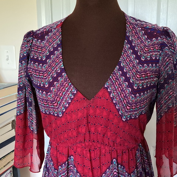 Flowy sheer lined maxi boho dress - Picture 1 of 8